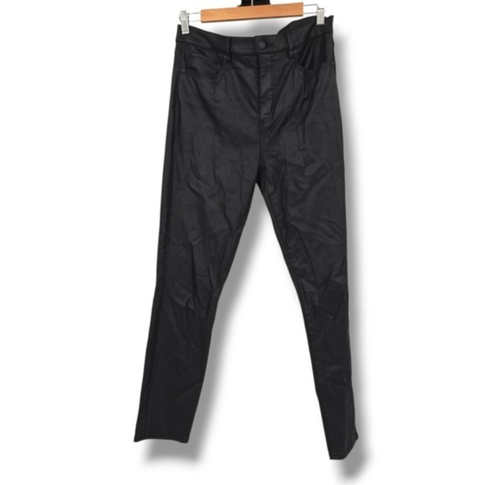 LOFT The Skinny Black Faux Leather Coated High‎ Rise Pants Size 28/6 Stretch